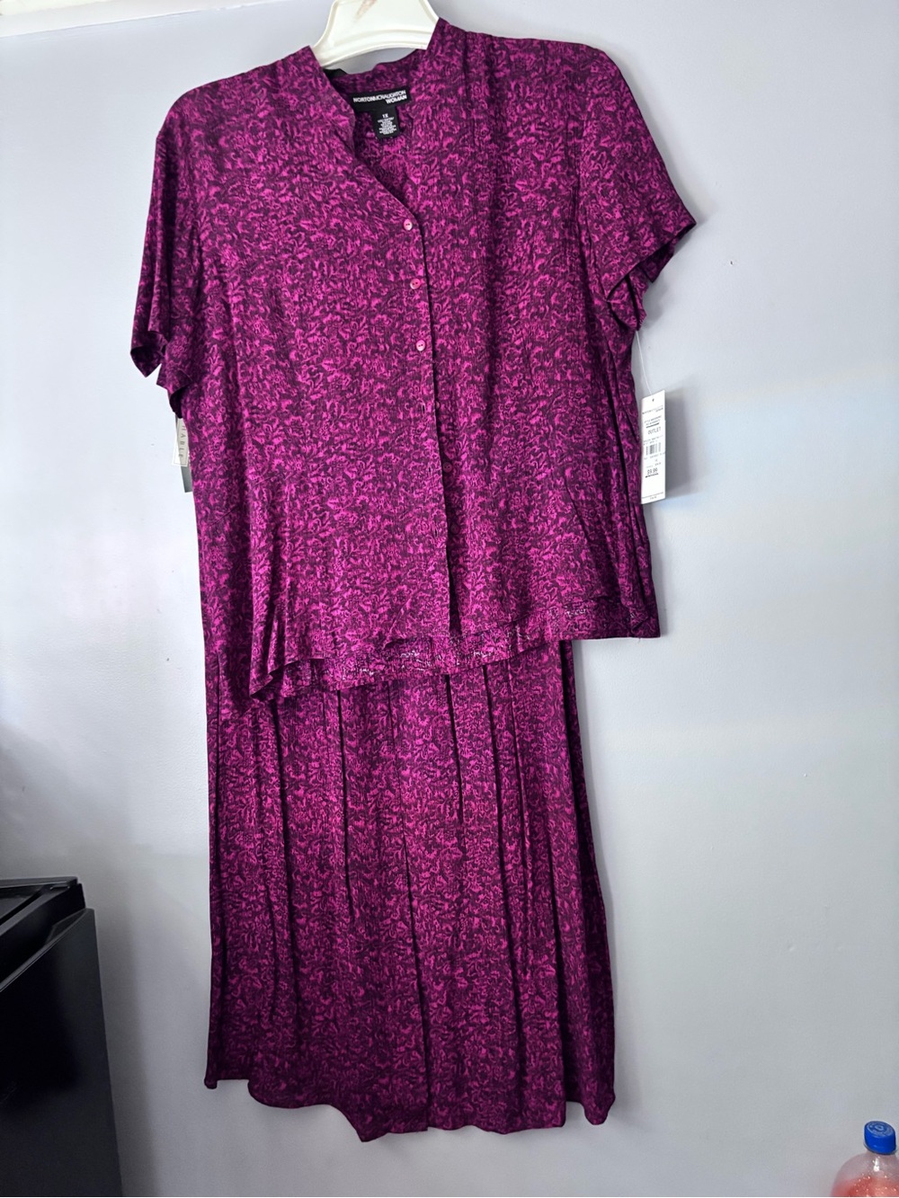 Norton McNaughton Floral Magenta Midi Vintage Dress Set